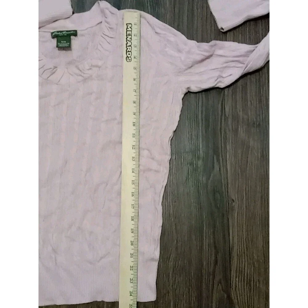 Eddie Bauer Sweater Womens Size XL Long Sleeve Pink Pullover Cable Knit